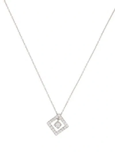 Pre-owned Tiffany & Co Platinum Diamond Open Square Pendant Necklace, 16" In Multi