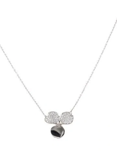 Pre-owned Tiffany & Co Platinum Diamond Paper Flowers Pendant Necklace, 16" In Multi