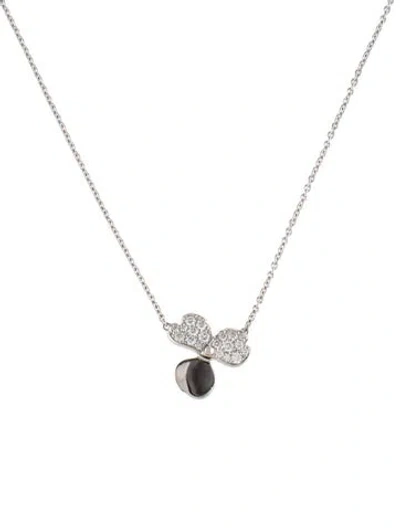 Pre-owned Tiffany & Co Platinum Diamond Paper Flowers Pendant Necklace, 16" In Multi