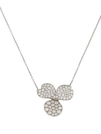 Pre-owned Tiffany & Co Platinum Diamond Paper Flowers Pendant Necklace, 16" In Multi