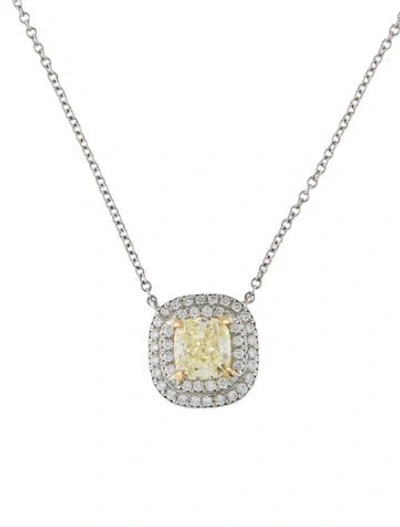 Pre-owned Tiffany & Co Platinum Diamond Pendant Necklace, 16" In Multi
