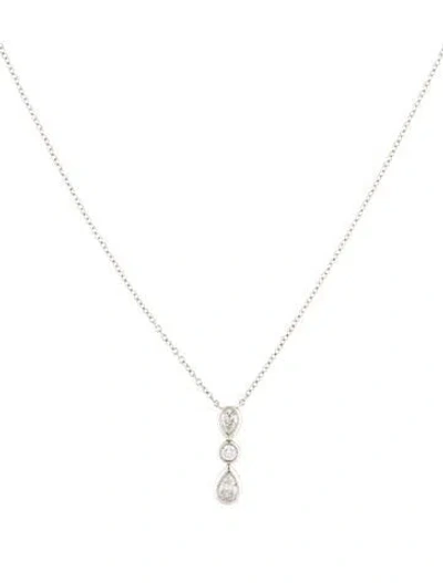 Pre-owned Tiffany & Co Platinum Diamond Pendant Necklace, 16" In Multi