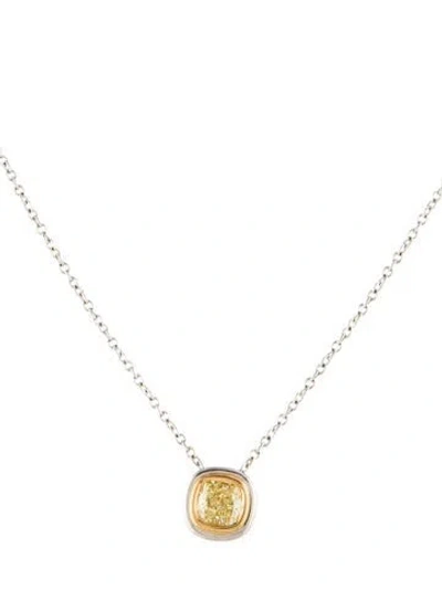 Pre-owned Tiffany & Co Platinum Diamond Pendant Necklace, 16" In Multi
