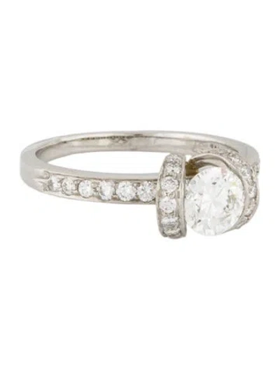 Pre-owned Tiffany & Co Platinum Diamond Ribbon Engagement Ring In Multi