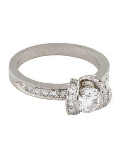 Pre-owned Tiffany & Co Platinum Diamond Ribbon Engagement Ring In Multi