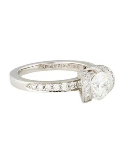 Pre-owned Tiffany & Co Platinum Diamond Ribbon Engagement Ring In Multi