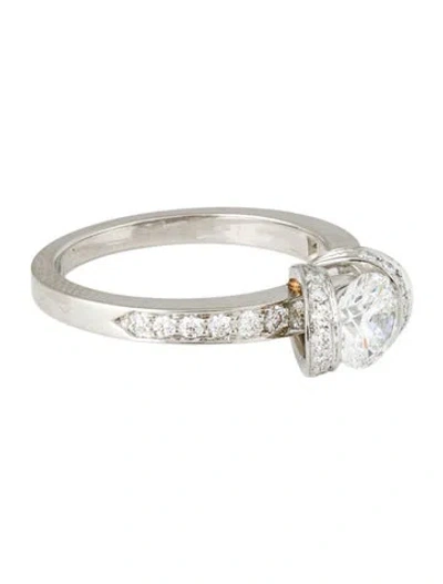 Pre-owned Tiffany & Co Platinum Diamond Ribbon Engagement Ring In Multi