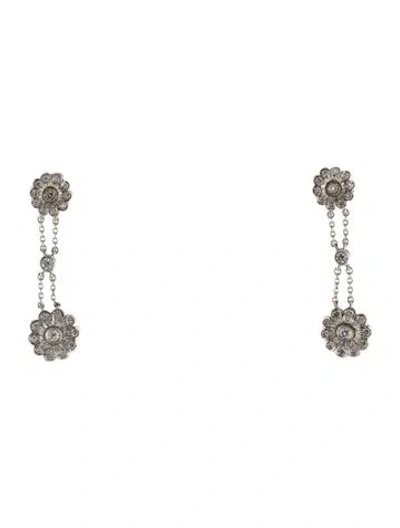 Pre-owned Tiffany & Co Platinum Diamond Rose Drop Earrings In Multi