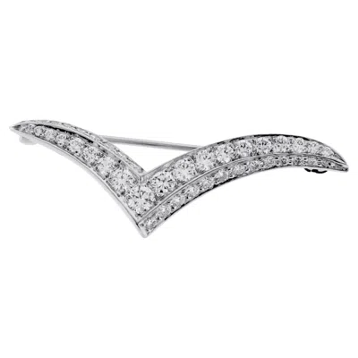 Pre-owned Tiffany & Co . Platinum Diamond Seagull Brooch, Medium Size In Multiple