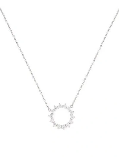 Pre-owned Tiffany & Co Platinum Diamond Small Open Circle Pendant Necklace, 15.75" In Multi