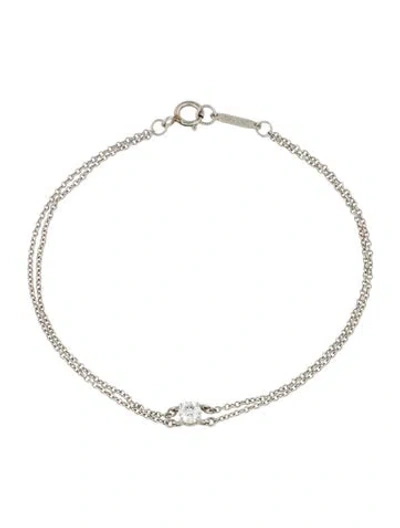 Pre-owned Tiffany & Co Platinum Diamond Solitaire Bracelet, 6.5" In Multi