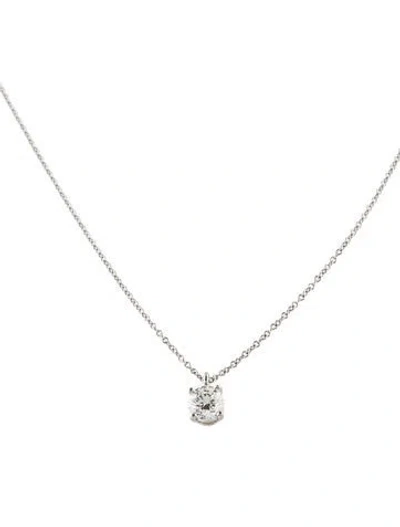 Pre-owned Tiffany & Co Platinum Diamond Solitaire Pendant Necklace, 16" In Multi