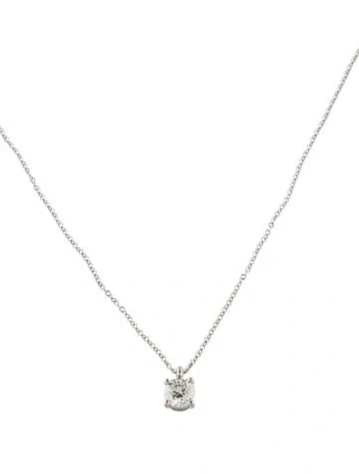 Pre-owned Tiffany & Co Platinum Diamond Solitaire Pendant Necklace, 16" In Multi