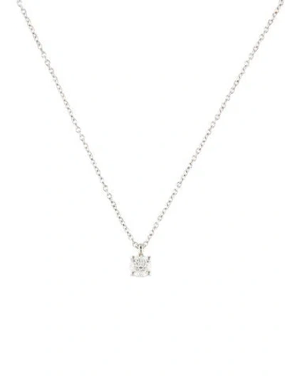 Pre-owned Tiffany & Co Platinum Diamond Solitaire Pendant Necklace, 16" In Multi