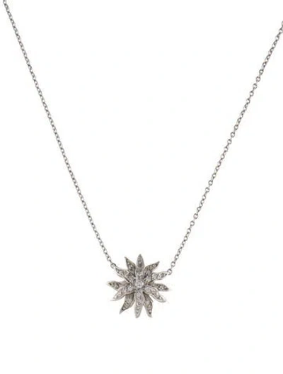 Pre-owned Tiffany & Co Platinum Diamond Sunburst Pendant Necklace, 16.5" In Multi
