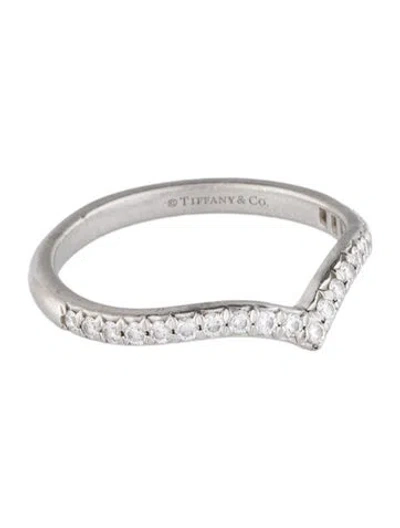 Pre-owned Tiffany & Co Platinum Diamond Tiffany Soleste® V Ring In Multi
