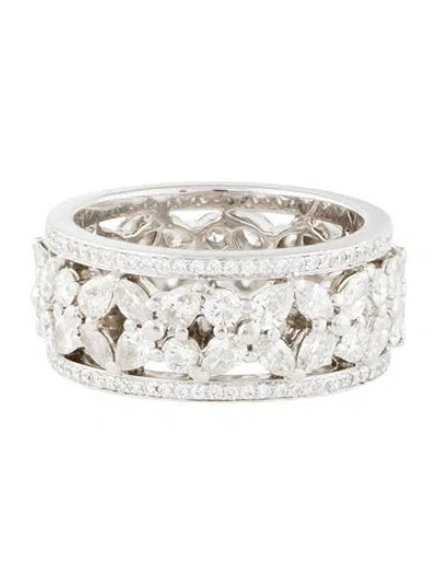 Pre-owned Tiffany & Co Platinum Diamond Victoria Mixed Cluster Band Ring In Multi