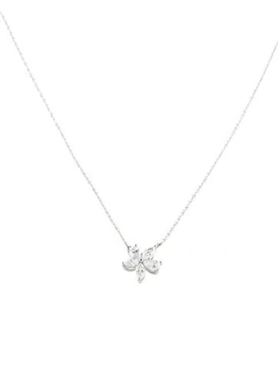 Pre-owned Tiffany & Co Platinum Diamond Victoria® Mixed Cluster Pendant Necklace, 16.25" In Multi