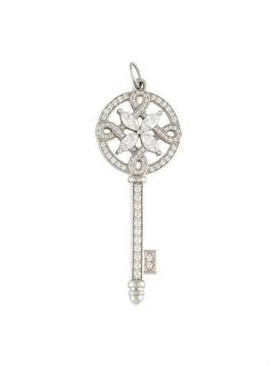 Pre-owned Tiffany & Co Platinum Diamond Victoria® Round Key Pendant In Multi