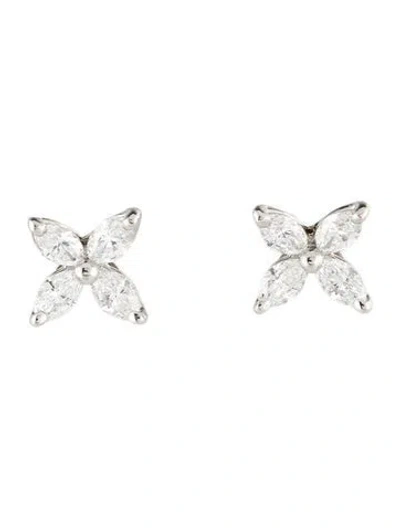 Pre-owned Tiffany & Co Platinum Diamond Victoria Small Stud Earrings In Multi