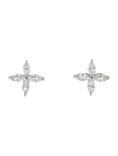 Pre-owned Tiffany & Co Platinum Diamond Victoria Stud Earrings In Multi