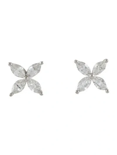 Pre-owned Tiffany & Co Platinum Diamond Victoria Stud Earrings In Multi