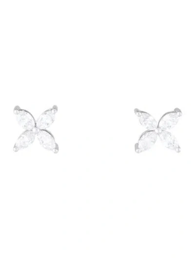 Pre-owned Tiffany & Co Platinum Diamond Victoria Stud Earrings In Multi