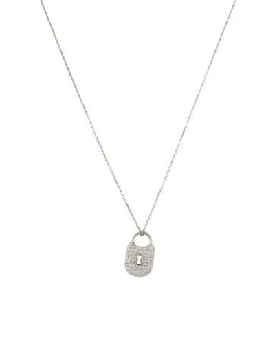 Pre-owned Tiffany & Co Platinum Diamond Vintage Lock Pendant Necklace, 18" In Multi
