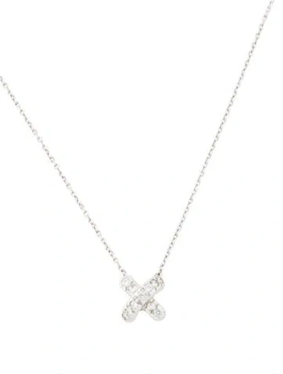Pre-owned Tiffany & Co Platinum Diamond 'x' Pendant Necklace, 16" In Multi