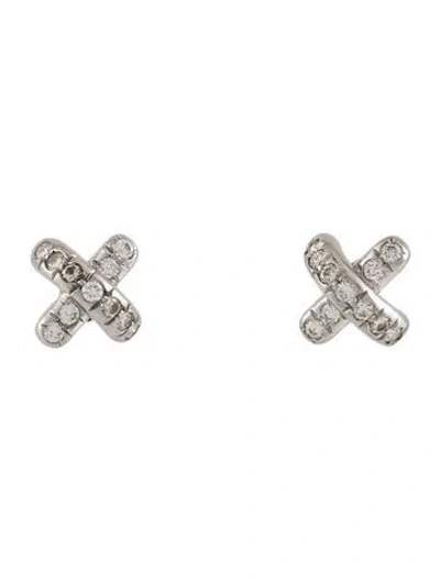 Pre-owned Tiffany & Co Platinum Diamond X Stud Earrings In Multi