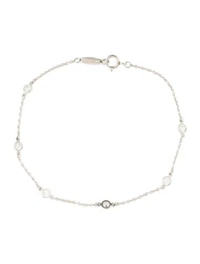 Pre-owned Tiffany & Co Platinum Diamonds By The Yard Station Bracelet, 7" In Multi