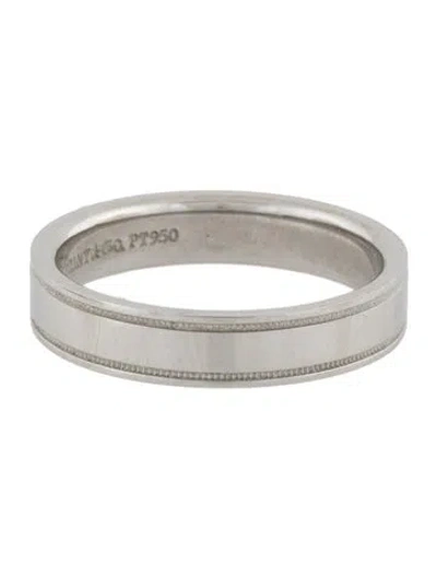 Pre-owned Tiffany & Co Platinum Double Milgrain Band Ring In Multi