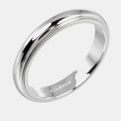 Pre-owned Tiffany & Co Platinum Milgrain Band Ring Eu 57