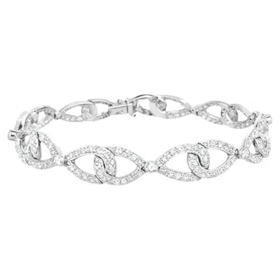 Pre-owned Tiffany & Co . Platinum Pav� Diamond Interlock Bow Bracelet In Multiple