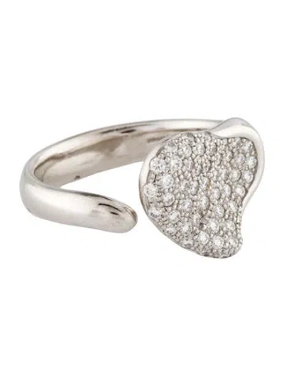 Pre-owned Tiffany & Co Platinum Pave Diamond Full Heart Wrap Open Ring In Multi