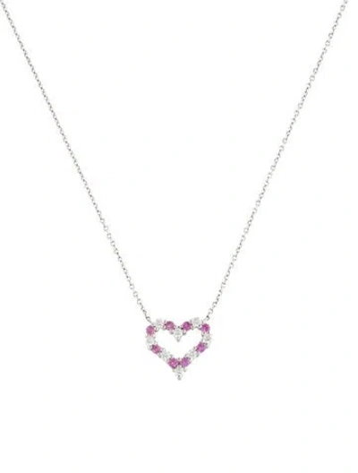 Pre-owned Tiffany & Co Platinum Pink Sapphire & Diamond Pendant Necklace, 16.5" In Multi