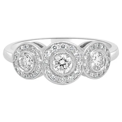 Pre-owned Tiffany & Co . Platinum Round Diamond 3-stone Circlet Halo Ring In Multiple