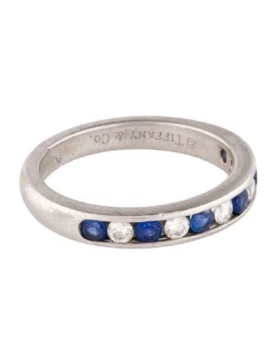 Pre-owned Tiffany & Co Platinum Sapphire & Diamond Band In Multi
