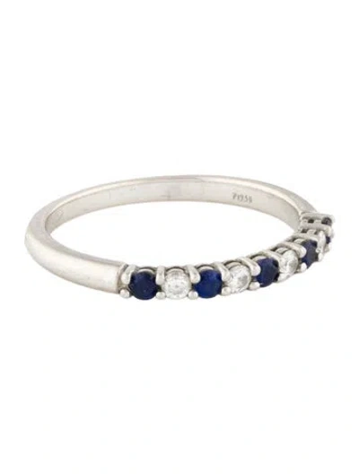 Pre-owned Tiffany & Co Platinum Sapphire & Diamond Band In Multi