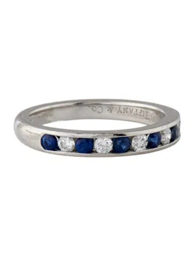 Pre-owned Tiffany & Co Platinum Sapphire & Diamond Band In Multi
