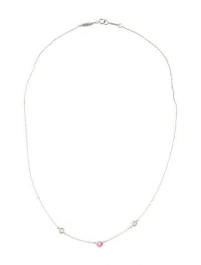 Pre-owned Tiffany & Co Platinum Sapphire & Diamond Color By The Yard Station Necklace, 16" In Multi