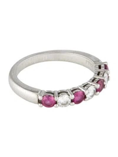 Pre-owned Tiffany & Co Platinum Sapphire & Diamond Forever Band In Multi