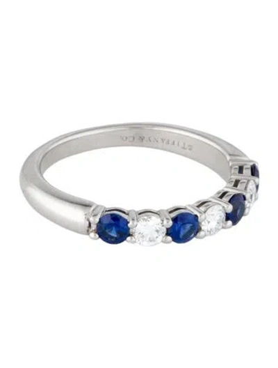 Pre-owned Tiffany & Co Platinum Sapphire & Diamond Forever Band In Multi