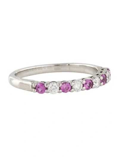 Pre-owned Tiffany & Co Platinum Sapphire & Diamond Shared Setting Band In Multi