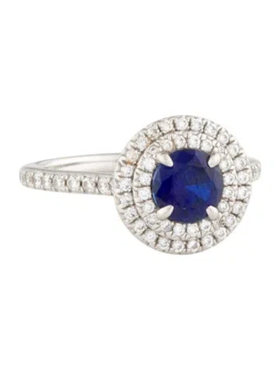Pre-owned Tiffany & Co Platinum Sapphire & Diamond Soleste® Cocktail Ring In Multi