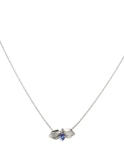 Pre-owned Tiffany & Co Platinum Tanzanite & Diamond Firefly Pendant Necklace, 15.5" In Multi