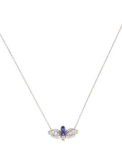 Pre-owned Tiffany & Co Platinum Tanzanite & Diamond Firefly Pendant Necklace, 16" In Multi