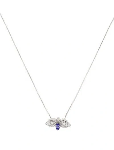 Pre-owned Tiffany & Co Platinum Tanzanite & Diamond Firefly Pendant Necklace, 16" In Multi