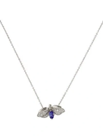 Pre-owned Tiffany & Co Platinum Tanzanite & Diamond Firefly Pendant Necklace, 16" In Multi