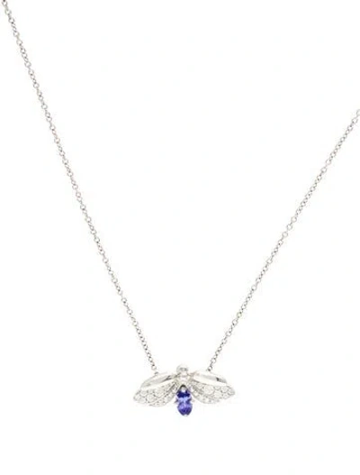 Pre-owned Tiffany & Co Platinum Tanzanite & Diamond Firefly Pendant Necklace, 16" In Multi